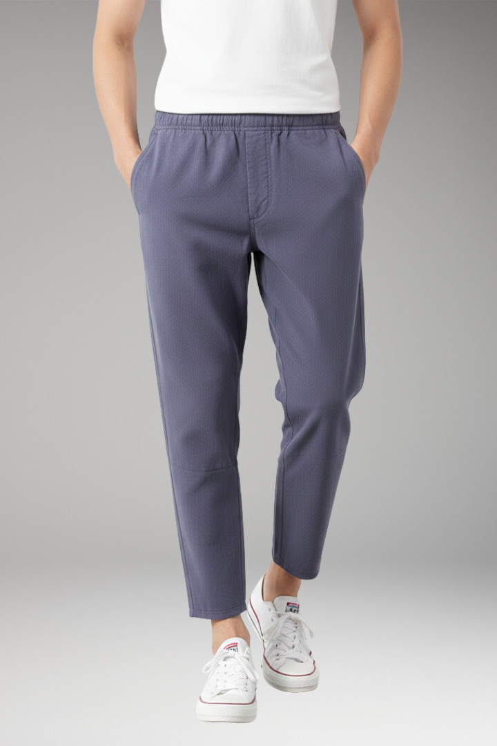 Men's Cropped Pants with Elastic Waist and Side Pockets