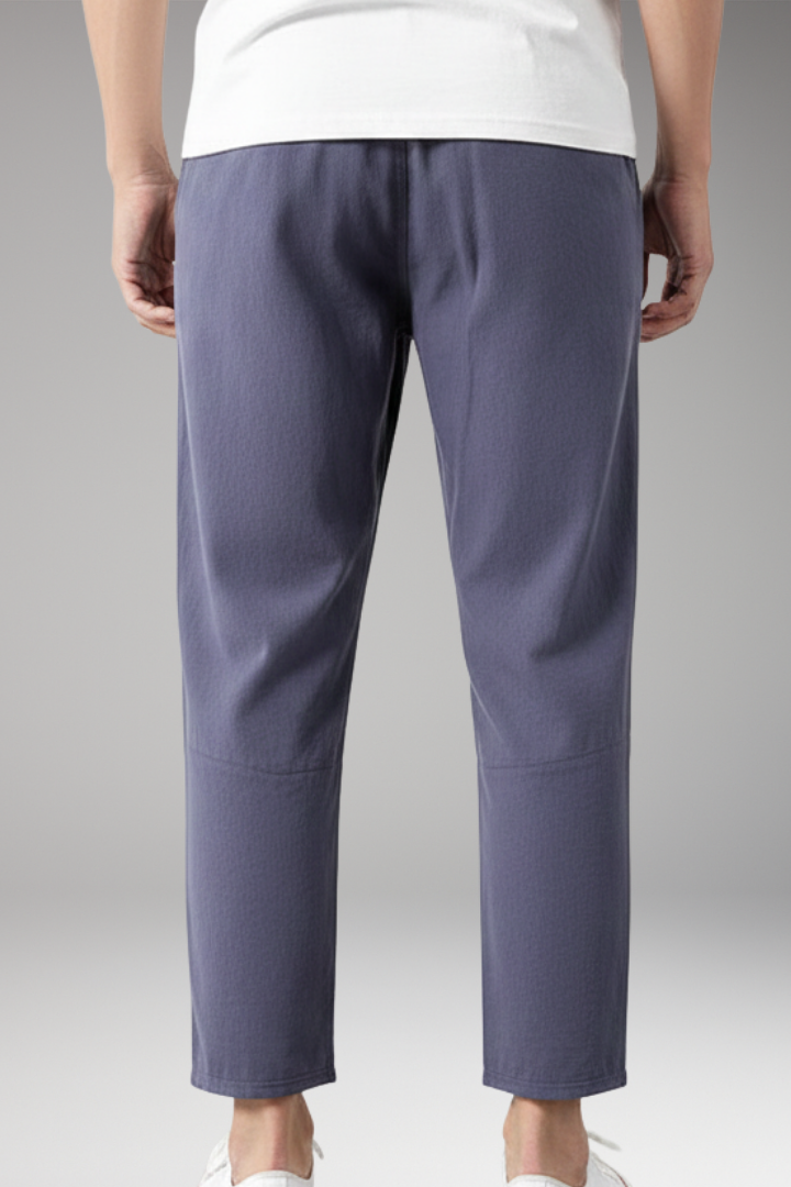 Men's Cropped Pants with Elastic Waist and Side Pockets