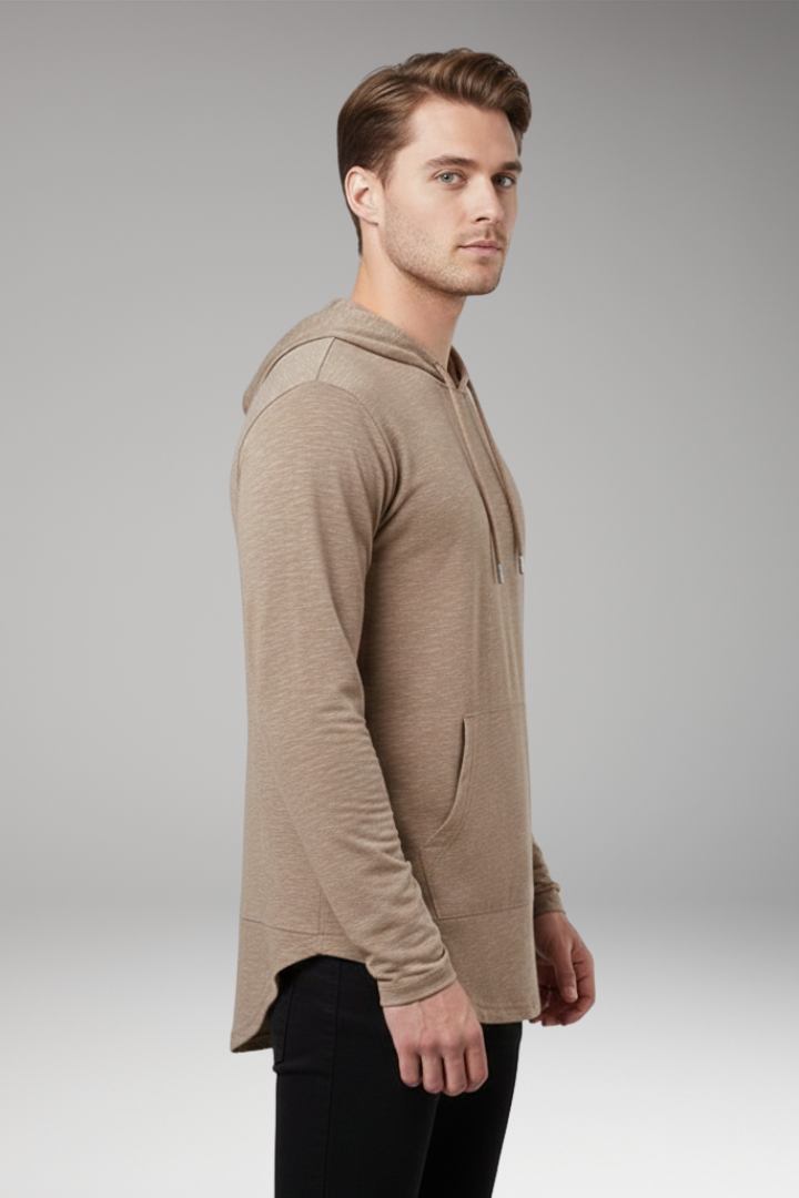 Men's Outdoor Hoodie with Drawstring Hood and Front Pocket