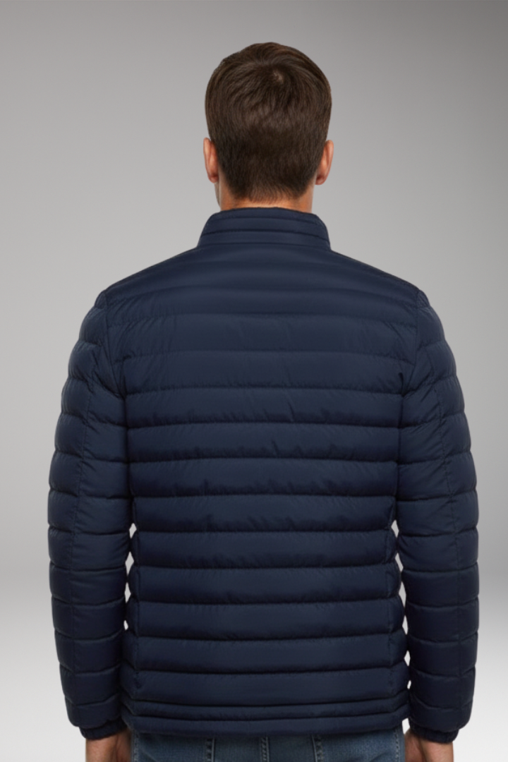 Men's Padded Jacket with Stand Collar and Long Sleeves