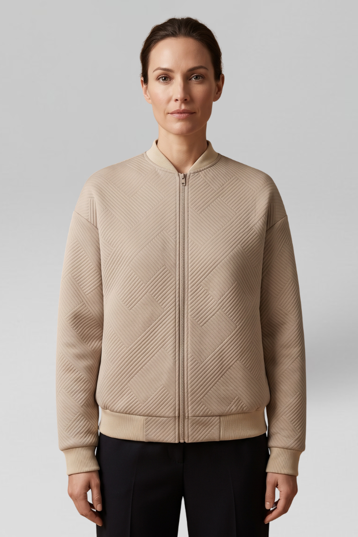 Women Transitional Bomber Jacket with Textured Finish for Fall