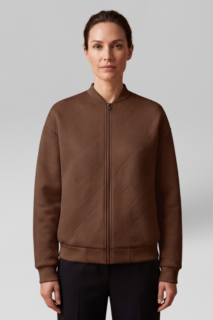 Women Transitional Bomber Jacket with Textured Finish for Fall