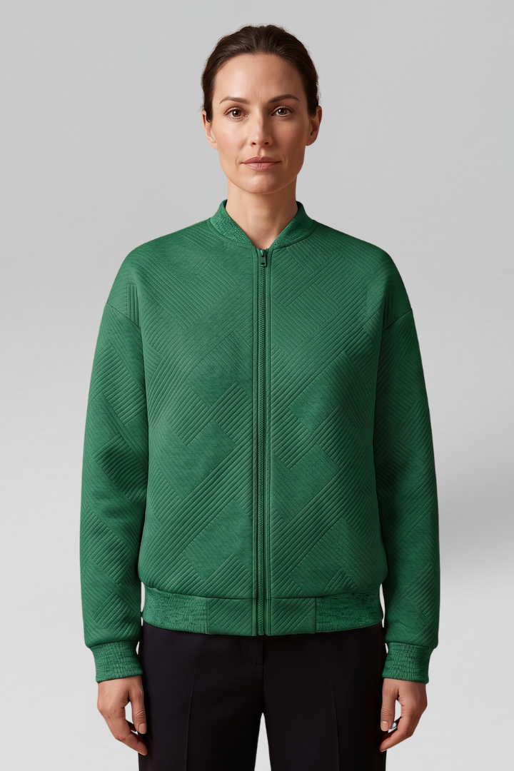 Women Transitional Bomber Jacket with Textured Finish for Fall