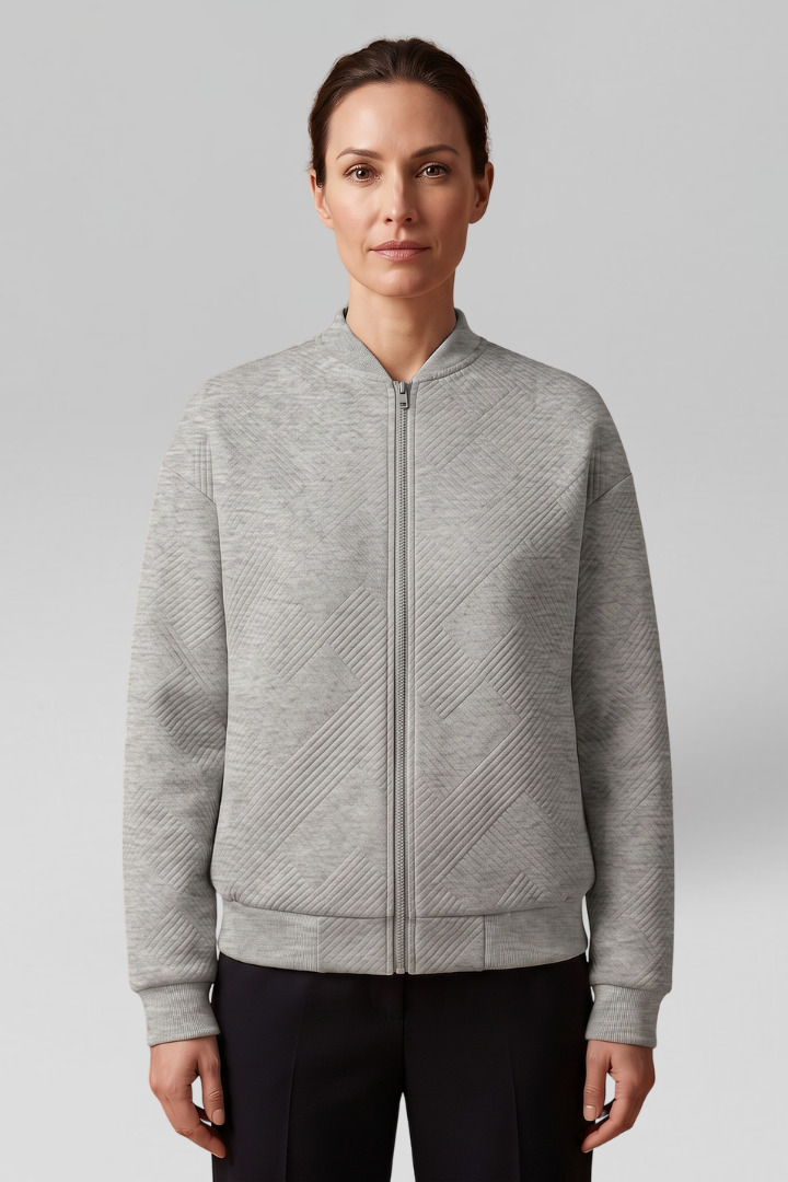 Women Transitional Bomber Jacket with Textured Finish for Fall