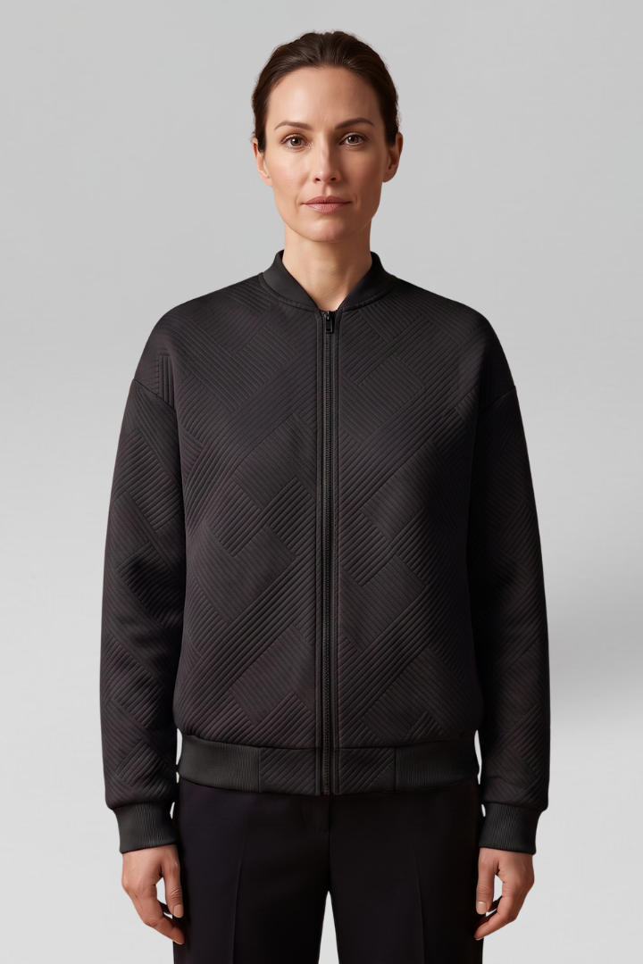 Women Transitional Bomber Jacket with Textured Finish for Fall