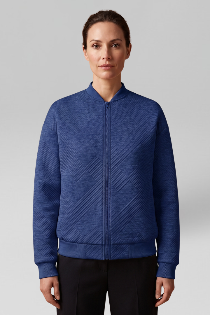 Women Transitional Bomber Jacket with Textured Finish for Fall
