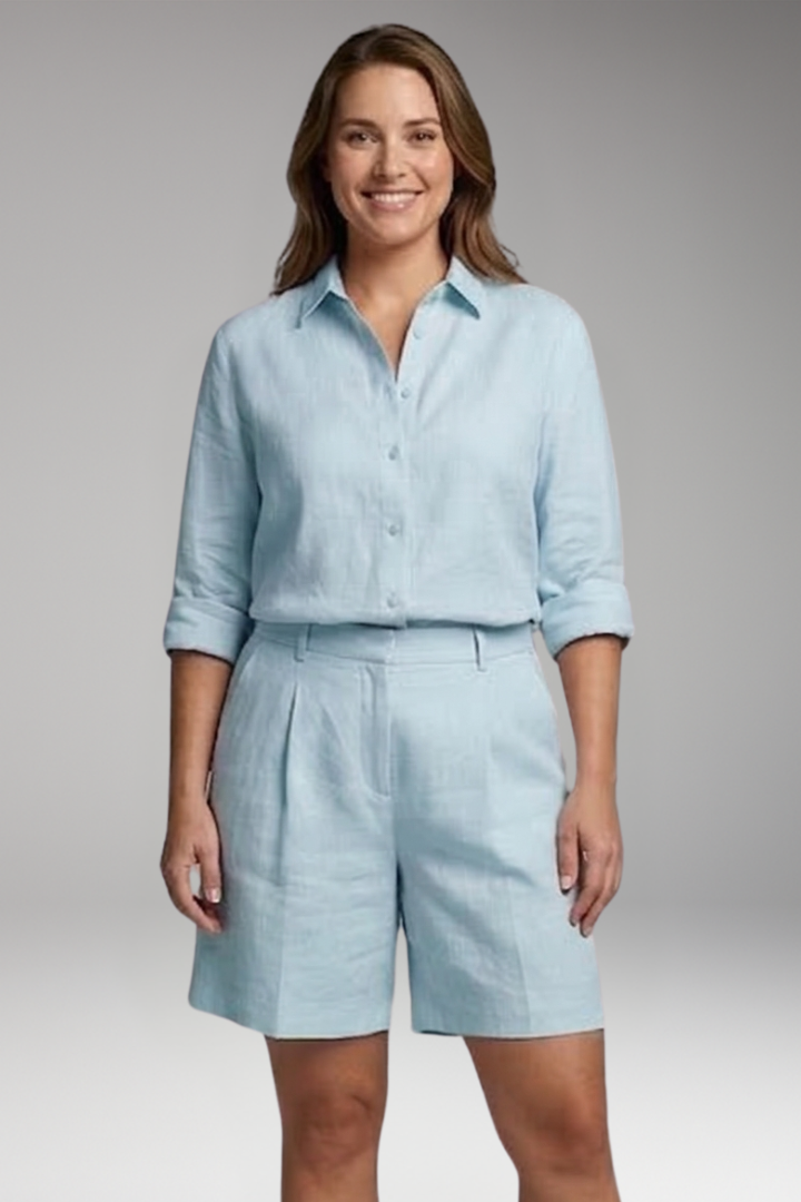 Women's 2-Piece Set with Button-Front Shirt for Summer