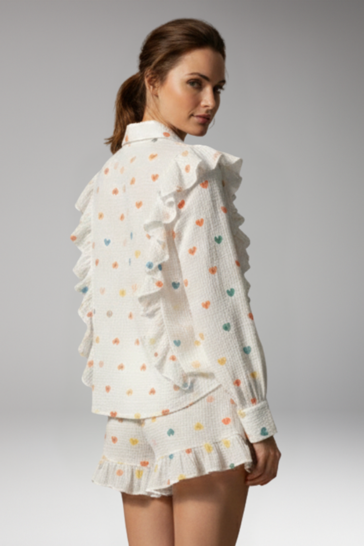 Women's 2-Piece Set with Button-Front Shirt for Weekend Wear