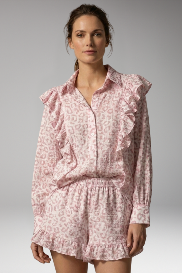 Women's 2-Piece Set with Button-Front Shirt for Weekend Wear