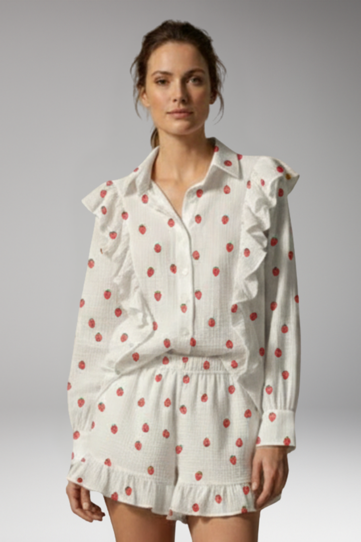 Women's 2-Piece Set with Button-Front Shirt for Weekend Wear