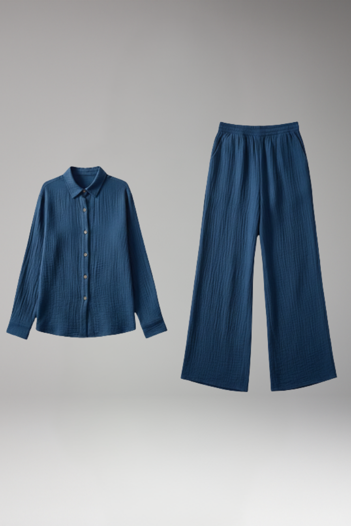 Women's 2-Piece Set with Button Front for All-Season Wear