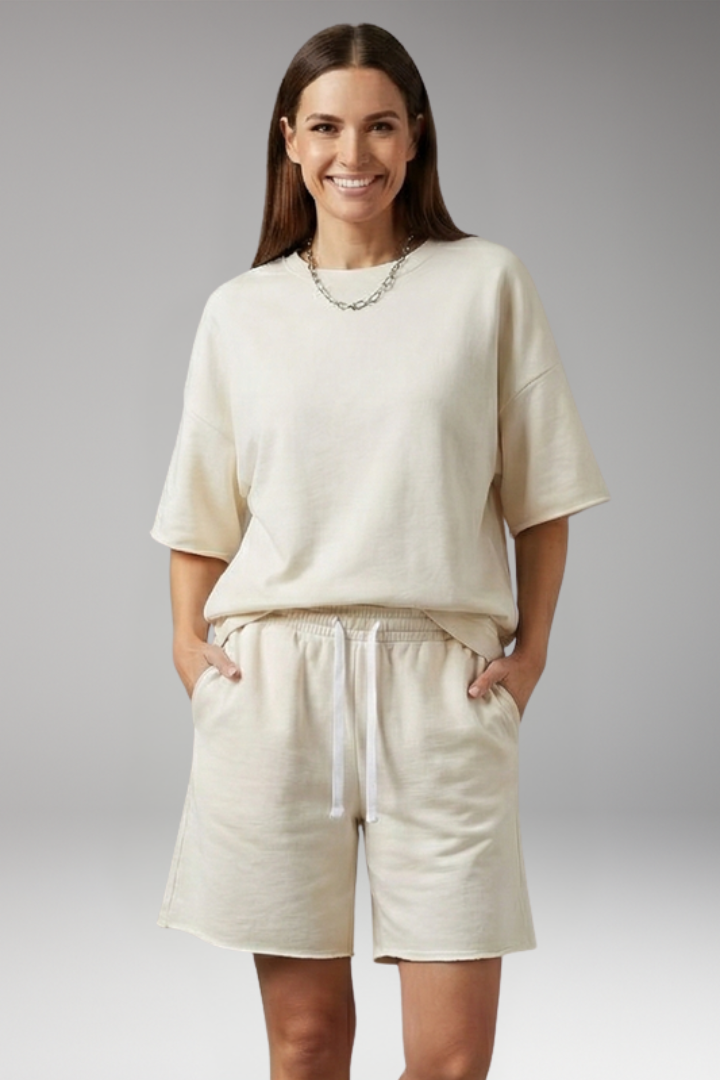 Women's 2-Piece Set with Drawstring Shorts for Summer