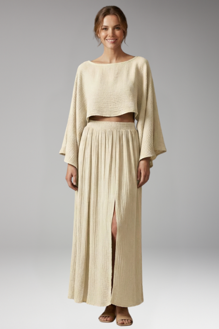 Women's 2-Piece Set with Side Slit for All-Season Wear