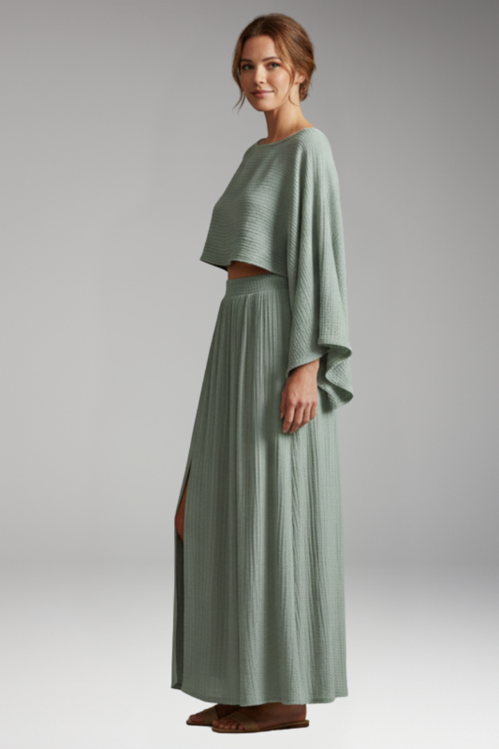Women's 2-Piece Set with Side Slit for All-Season Wear