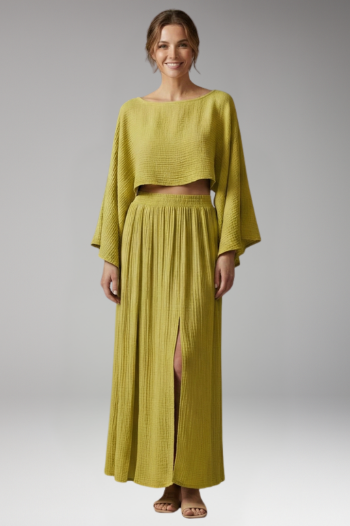 Women's 2-Piece Set with Side Slit for All-Season Wear