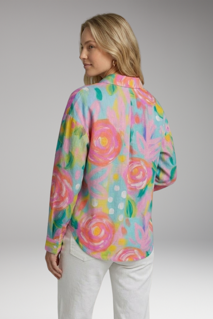 Women's Blouse with Colorful Pattern and Comfortable Fit