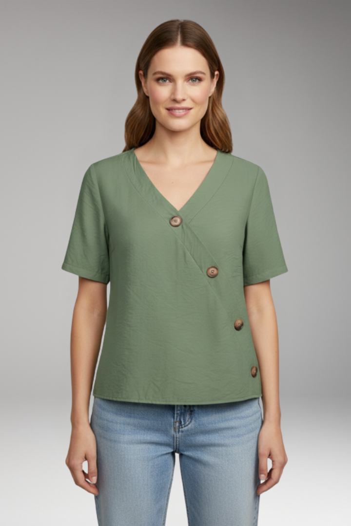 Women's Blouse with V-Neckline for Summer