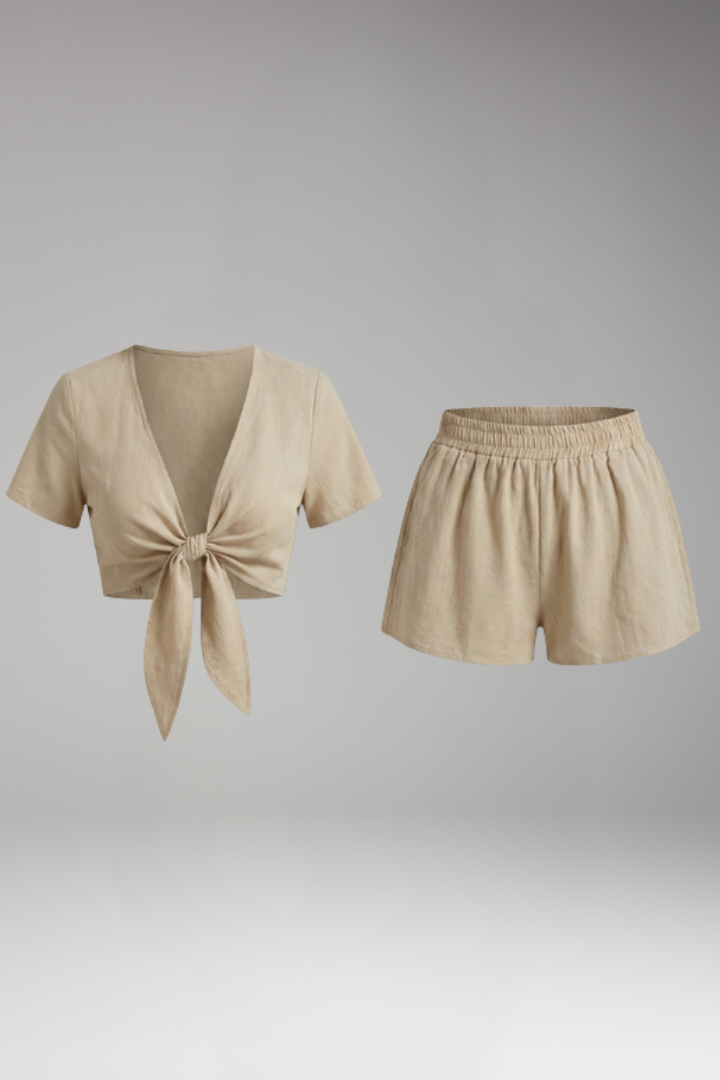 Women's Co-ord Set with V-Neck for Weekend Wear