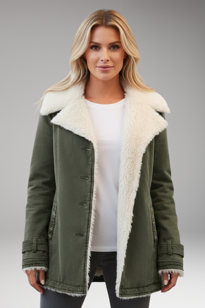 Women's Jacket with High Collar and Front Zipper