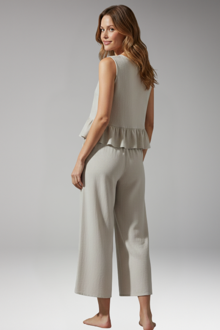 Women's Jumpsuit with Ruffle Waist Seam for Summer