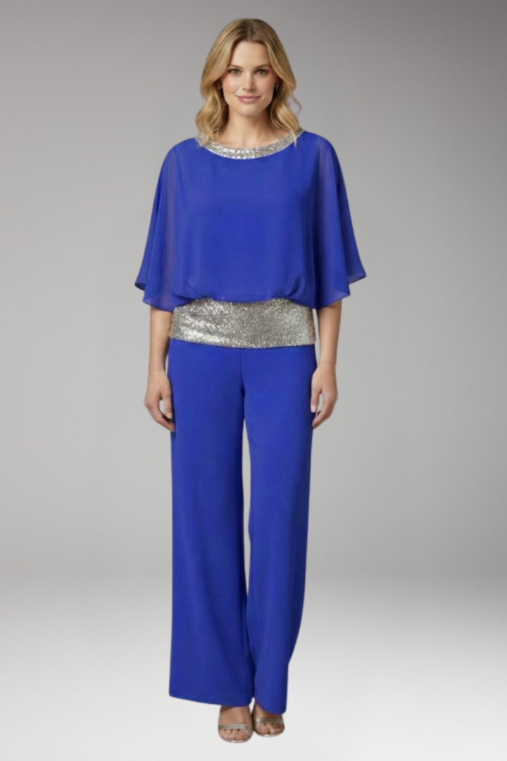 Women's Jumpsuit with Sequined Waistband for Cocktail Events