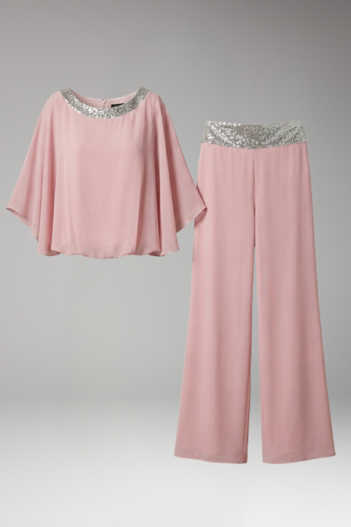 Women's Jumpsuit with Sequined Waistband for Cocktail Events