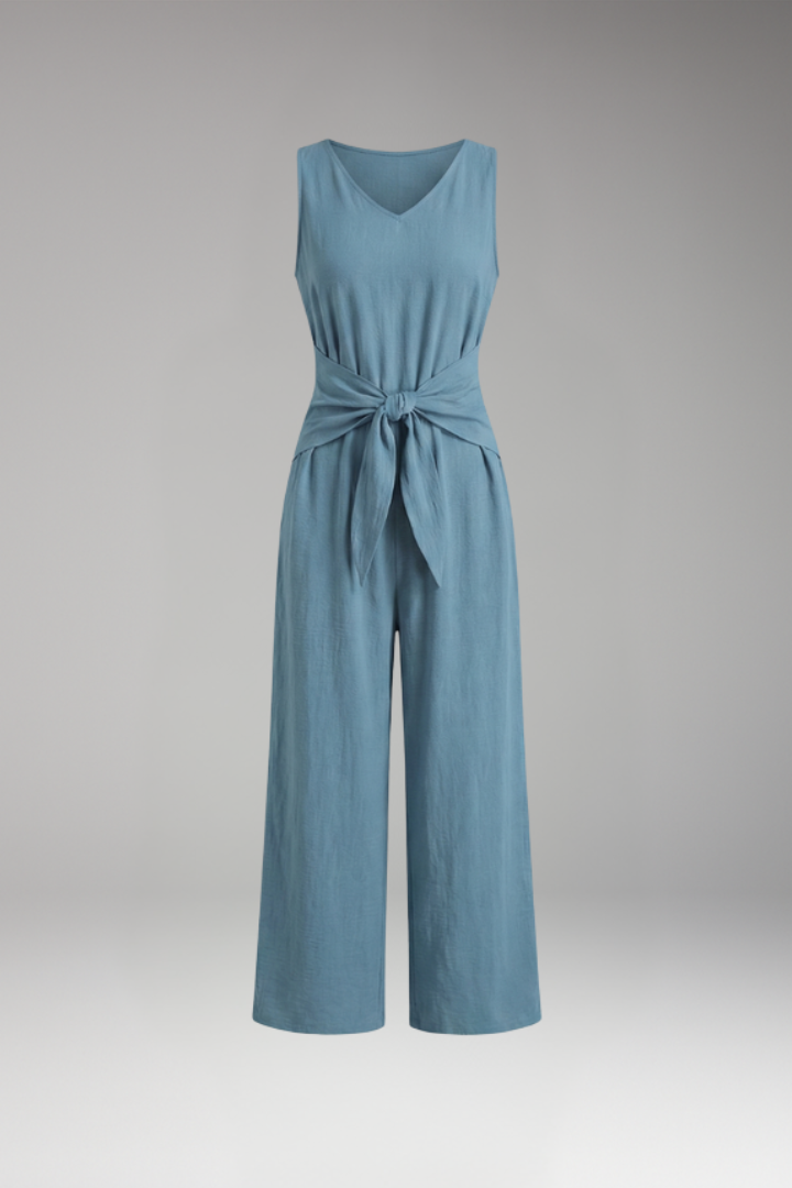 Women's Jumpsuit with Waist Tie for All-Season Wear