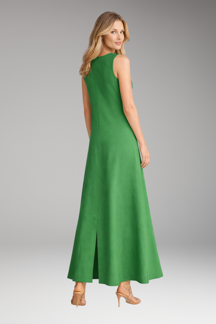 Women's Maxi Dress with Flowing V-Neckline for Summer