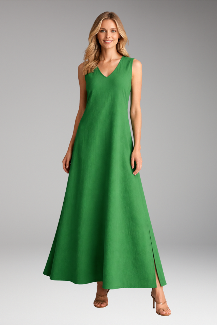 Women's Maxi Dress with Flowing V-Neckline for Summer
