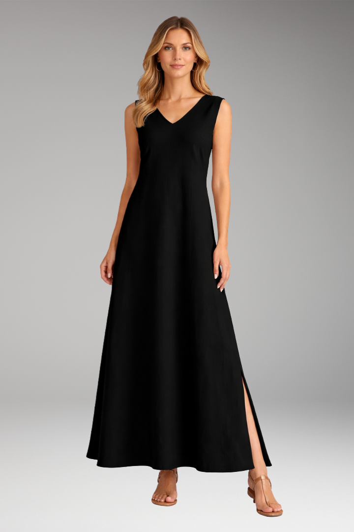 Women's Maxi Dress with Flowing V-Neckline for Summer