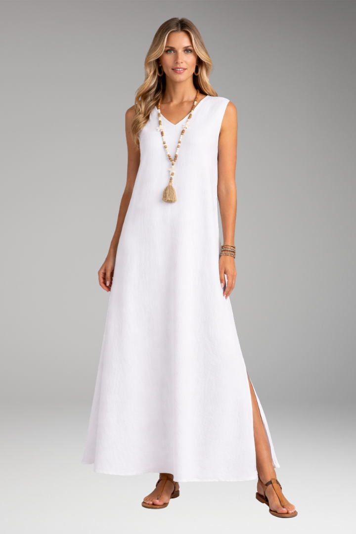 Women's Maxi Dress with Flowing V-Neckline for Summer