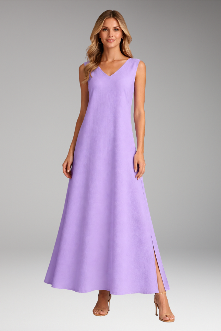 Women's Maxi Dress with Flowing V-Neckline for Summer