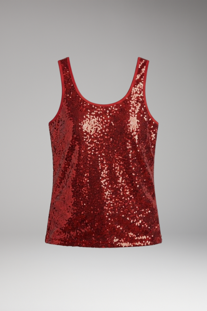 Women's Sleeveless Top with Round Neck and Textured Surface