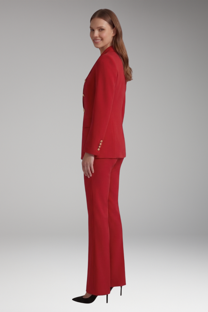 Women's Two Piece Set with Lapel Collar Blazer and Trousers