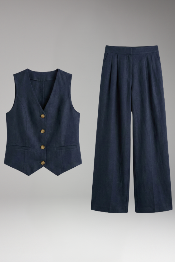 Women's tailored vest co-ord set with V-Neck Neckline for Office Wear