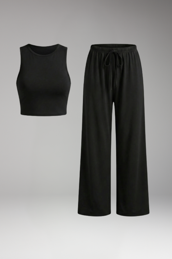 Women's Two Piece Set with Wide Leg Pants