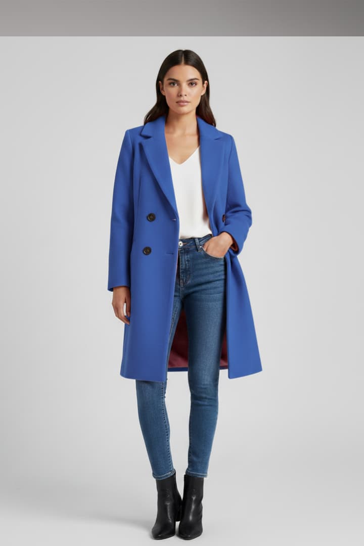 Women's Long Coat with Buttons and Pockets