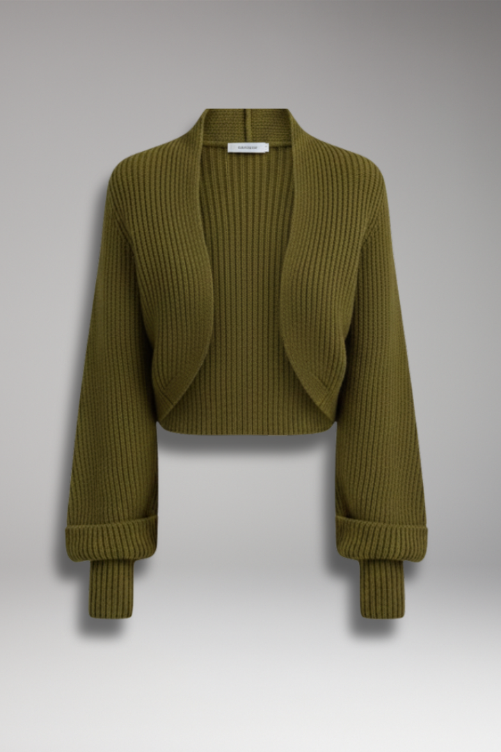 Women's Open-Front Cardigan with Long Sleeves and Ribbed Texture