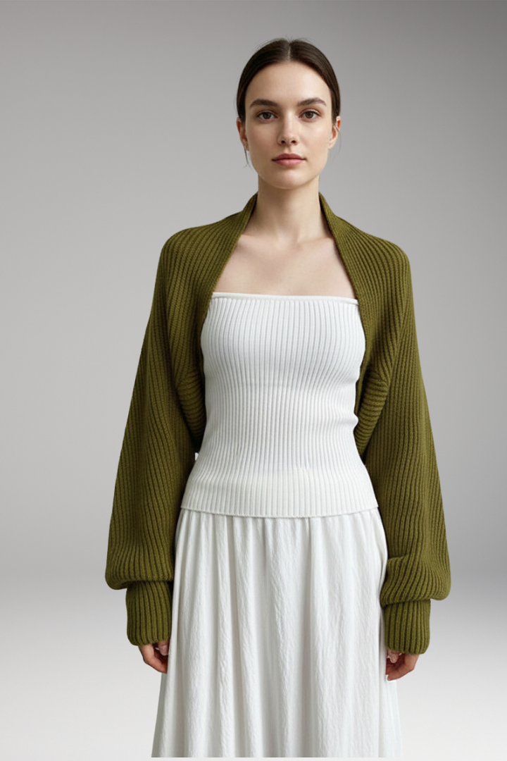 Women's Open-Front Cardigan with Long Sleeves and Ribbed Texture