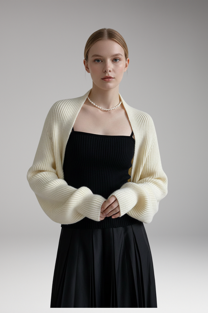Women's Open-Front Cardigan with Long Sleeves and Ribbed Texture