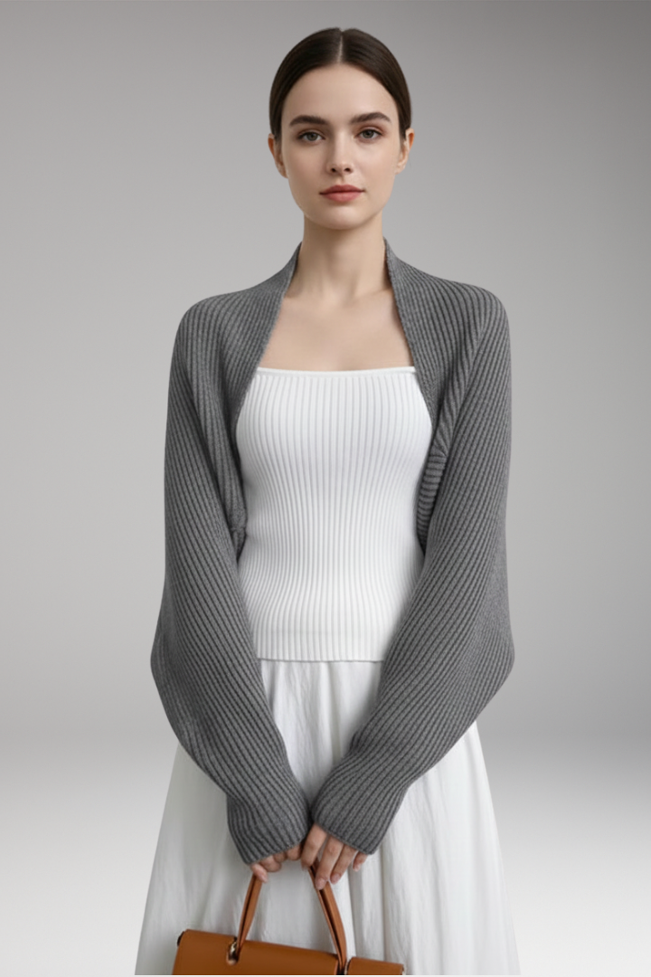 Women's Open-Front Cardigan with Long Sleeves and Ribbed Texture