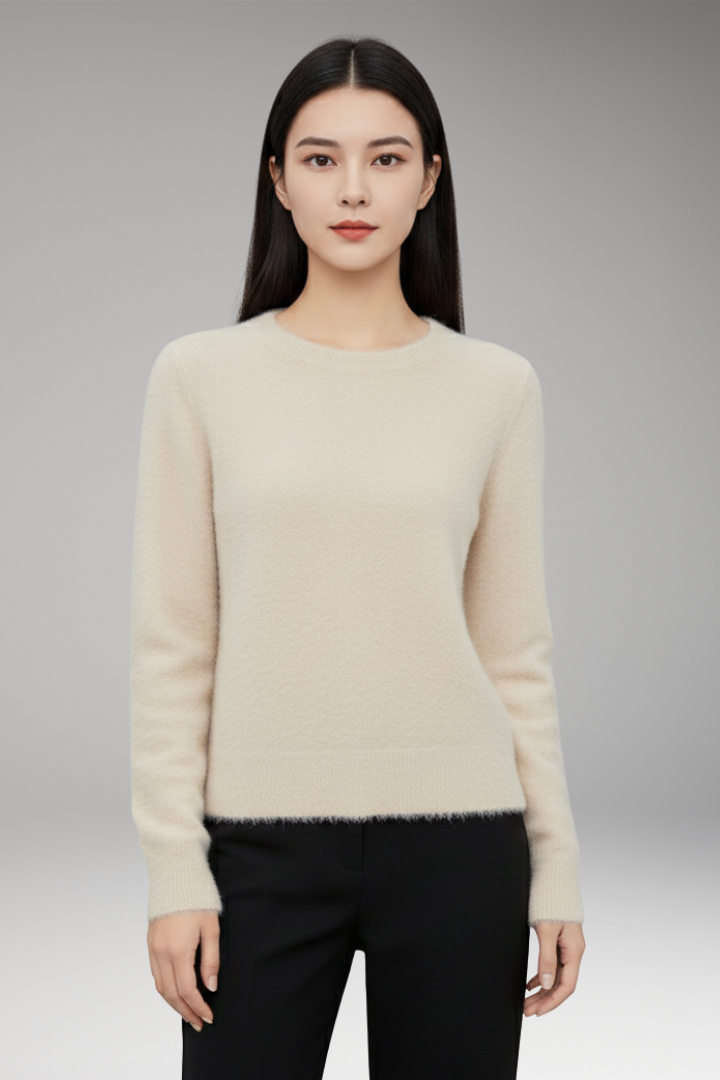 Women's Sweater with O-Neckline and Long Sleeves
