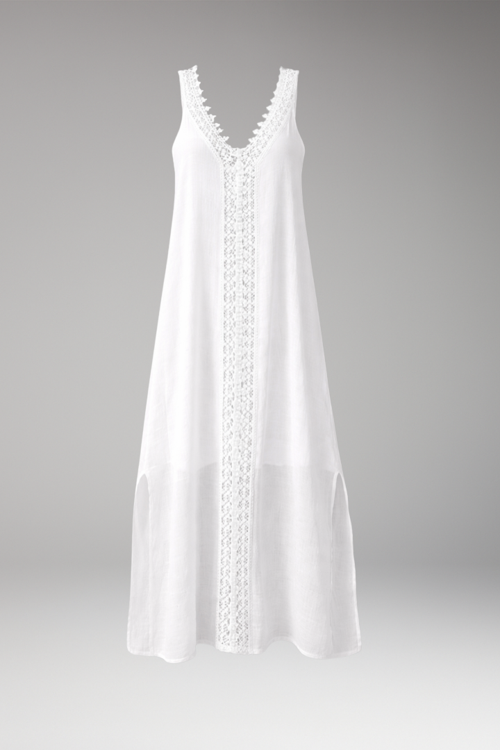 Women's boho sleeveless V-neck lace trim maxi dress