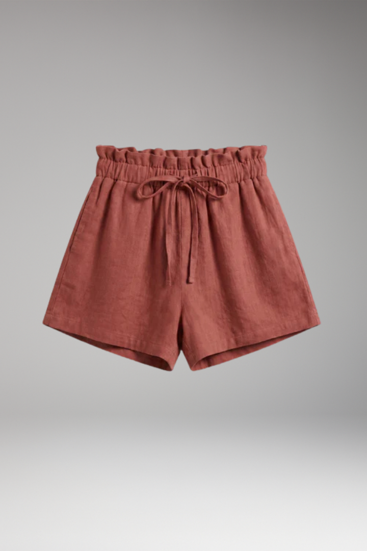 Women casual elastic waist drawstring shorts with folded-hem for summer