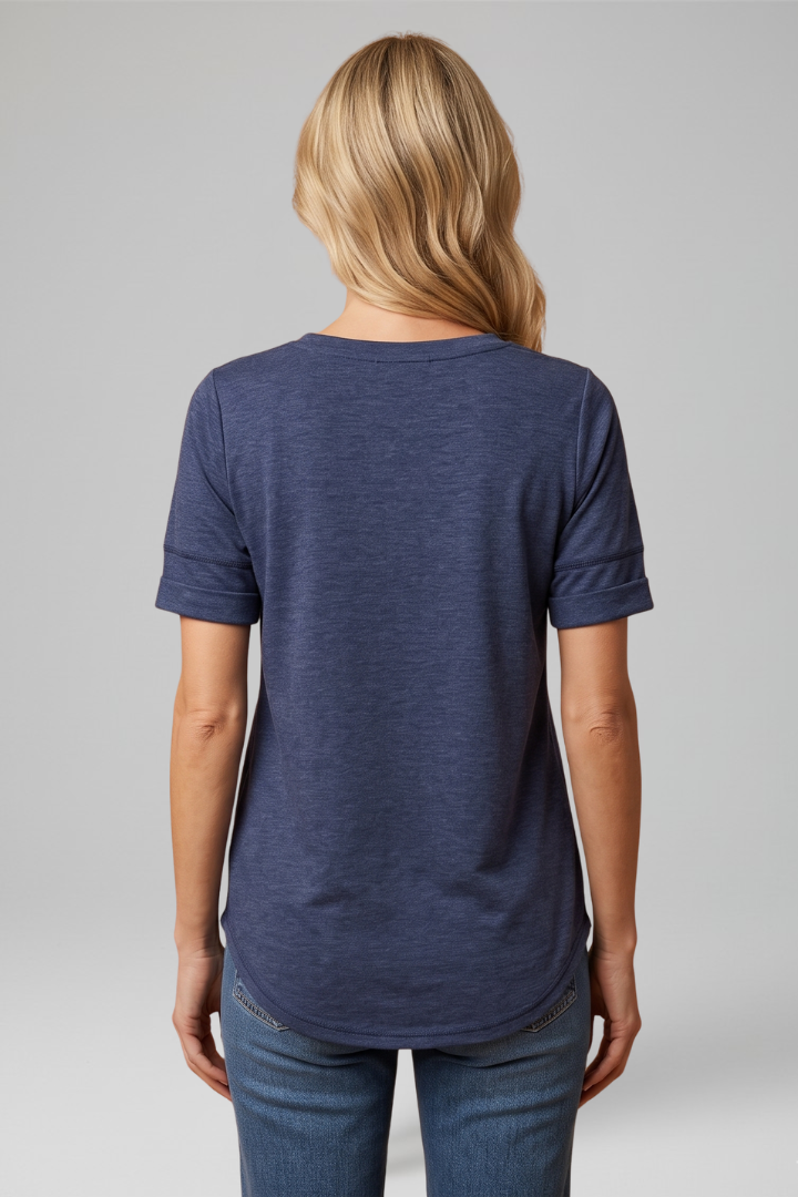 Women casual women’s t-shirt curved hemline everyday wear