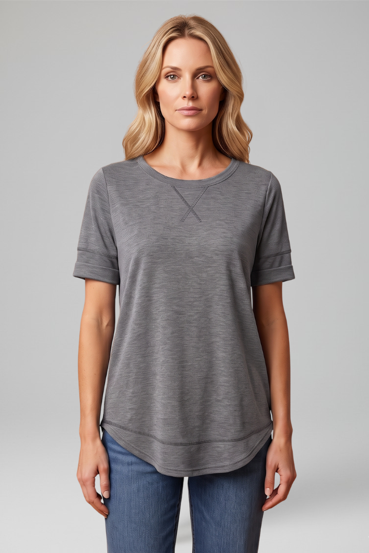 Women casual women’s t-shirt curved hemline everyday wear